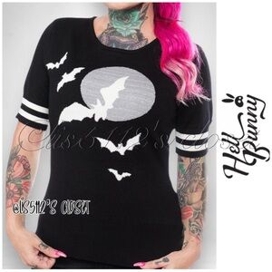 Hell Bunny Night Flyer Bat Goth Halloween Sweater Top XL // UK 16
